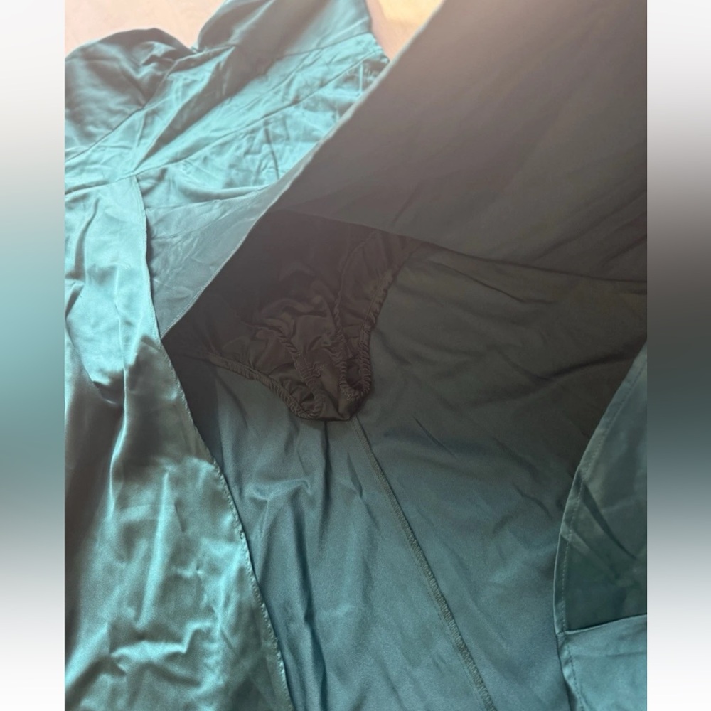 RTR Elle Zeitoune Magnolia Strapless Gown Shift Dress Green Satin Size Large - Picture 12 of 12